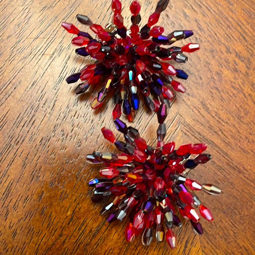 Sassy Jones Red/Purple clip ons earrings